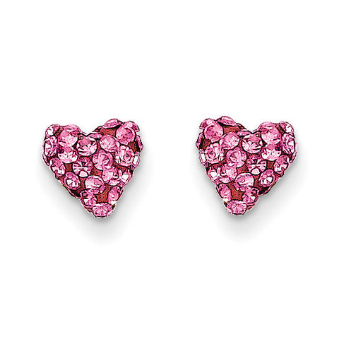 14k Madi K Pink Crystal Heart Post Earrings SE2207 - shirin-diamonds