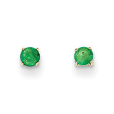 14k Madi K Round Emerald 3mm Post Earrings SE2295 - shirin-diamonds