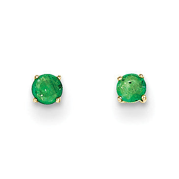 14k Madi K Round Emerald 3mm Post Earrings SE2295 - shirin-diamonds