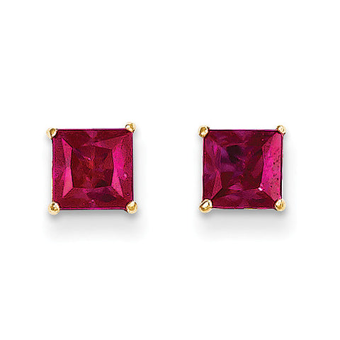 14k Madi K Ruby 5mm Square Post Earrings SE2297 - shirin-diamonds