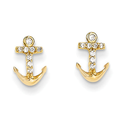 14k Madi K CZ Anchor Post Earrings SE2346 - shirin-diamonds