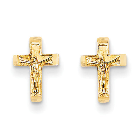 14k Madi K Crucifix Post Earrings SE2347 - shirin-diamonds