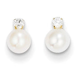 14k Madi K CZ & 5mm FW Cultured Pearl Post Earrings SE2367 - shirin-diamonds
