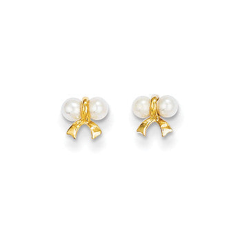 14k Madi K FW Cultured Pearl Bow Post Earrings SE2368 - shirin-diamonds