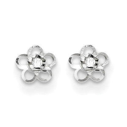 14k White Gold Madi K CZ Flower Post Earrings SE2403 - shirin-diamonds