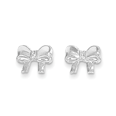 14k White Gold Madi K Rhodium-plated Bow Screwback Post Earrings SE2443 - shirin-diamonds
