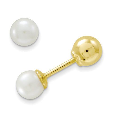 14k Madi K Reversible FW Cultured Pearl & Gold Bead Earrings SE262 - shirin-diamonds