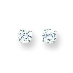 14k White Gold Madi K 4mm CZ Post Earrings SE284 - shirin-diamonds