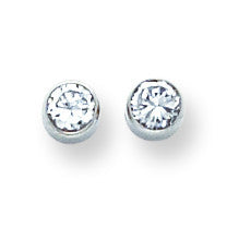 14k White Gold Madi K 4mm Bezel Set CZ Post Earrings SE287 - shirin-diamonds