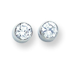 14k White Gold Madi K 5mm Bezel Set CZ Post Earrings SE288 - shirin-diamonds
