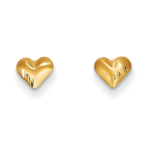 14k Madi K Diamond-Cut & Satin Puffed Heart Earrings SE329 - shirin-diamonds