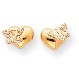 14k Madi K Polished & Rhodium Butterfly Heart Screwback Earrings SE333 - shirin-diamonds