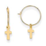 14k Madi K Endless Hoop w/Small Cross Earrings SE342 - shirin-diamonds