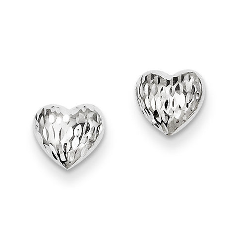 14k White Gold Madi K Diamond-Cut Heart Earrings SE436 - shirin-diamonds