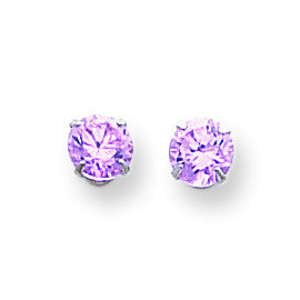 14k White Gold Madi K 5mm Pink CZ Post Earrings SE480 - shirin-diamonds