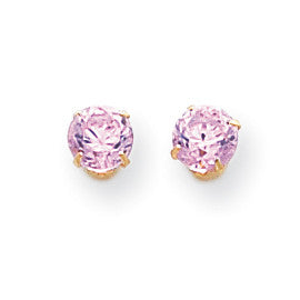 14k Madi K 5mm Pink CZ Post Earrings SE481 - shirin-diamonds
