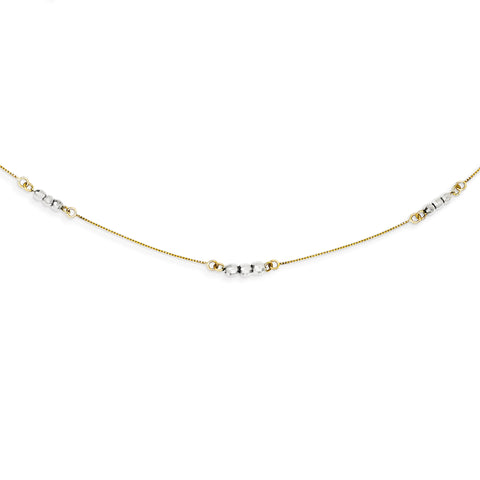 14K Two-Tone Mirror Beaded Necklace SF1732 - shirin-diamonds