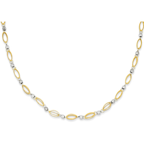 14K Two-Tone Fancy Mirror Bead Necklace SF1853 - shirin-diamonds