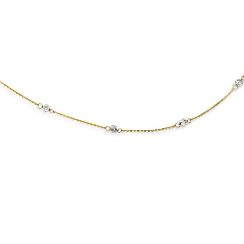 14K Two-tone D/C Beads w/ 2in Ext Necklace SF2003 - shirin-diamonds