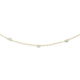 14K Two-tone Oval Chain Diamond Cut Dots w/ 2in Ext Necklace SF2011 - shirin-diamonds
