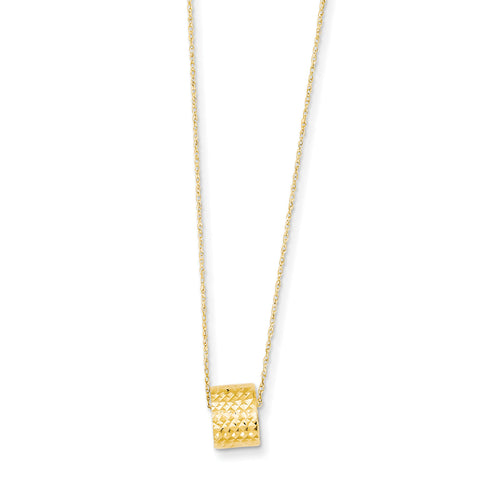 14K Rope Chain w/ Barrel Bead w/ 2in Extension Necklace SF2061 - shirin-diamonds