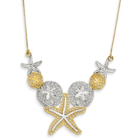 14k & Rhodium Diamond-cut Sea Life Necklace SF2075 - shirin-diamonds