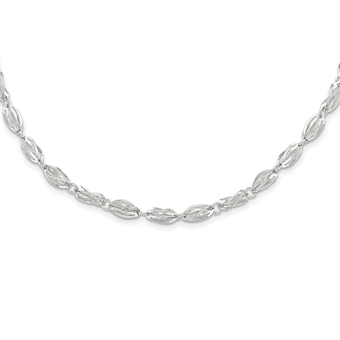 14K White Gold Fancy Link Necklace SF2198 - shirin-diamonds