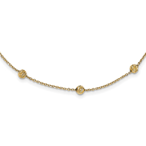 14KY Diamond-cut Beads Station Necklace SF2243 - shirin-diamonds