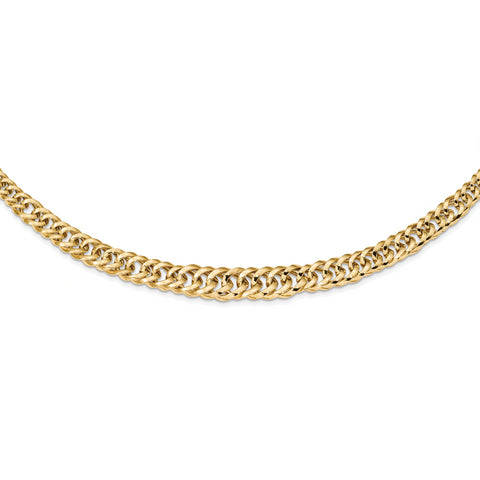 14k Polished Fancy Graduated Curb Chain Necklace SF2415 - shirin-diamonds