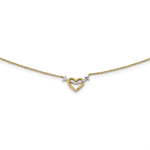 14k w/Rhodium Diamond-cut Heart & Arrow Necklace SF2466 - shirin-diamonds