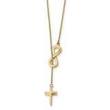 14k Polished Infinity & Cross Lariat Necklace SF2525 - shirin-diamonds