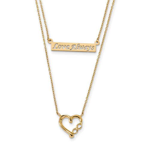14k Two-Strand Polished Love Always Heart Necklace SF2544 - shirin-diamonds