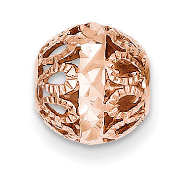 14k Rose Gold Diamond-cut Filigree Ball Chain Slide SL143 - shirin-diamonds