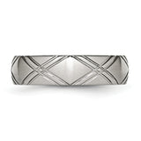 Stainless Steel Criss-cross Design 6mm Brushed and Polished Band
