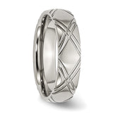 Stainless Steel Criss-cross Design 6mm Brushed and Polished Band