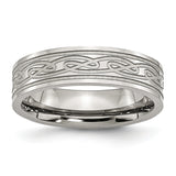 Stainless Steel Flat Laser Etched Celtic Knot 6mm Polished Band - shirin-diamonds