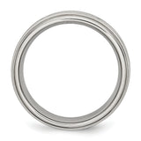 Stainless Steel Polished/Brushed Criss-cross Design 7mm Ridged Edge Band