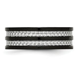 Stainless Steel Polished 8mm Black IP-plated Grey Carbon Fiber Inlay Band