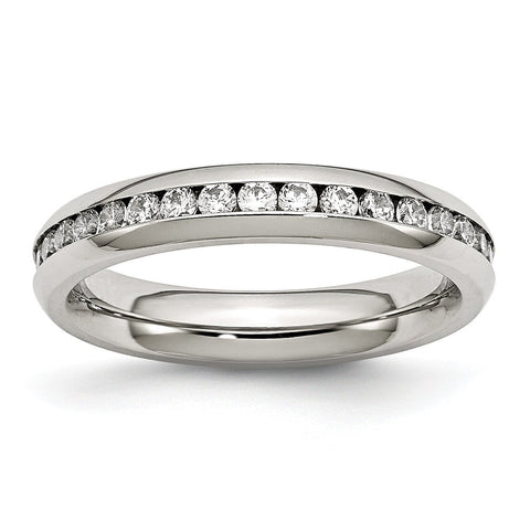 Stainless Steel 4mm April Clear CZ Ring - shirin-diamonds