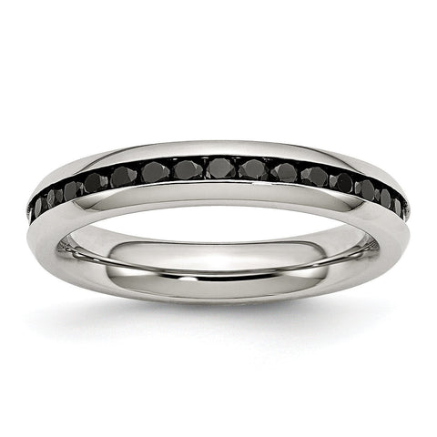 Stainless Steel 4mm Black CZ Ring - shirin-diamonds