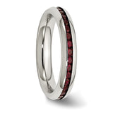 Stainless Steel 4mm January Dark Red CZ Ring