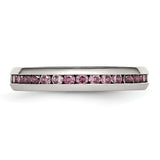 Stainless Steel 4mm June Pink CZ Ring