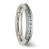 Stainless Steel 4mm March Light Blue CZ Ring