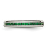 Stainless Steel 4mm May Green CZ Ring