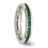 Stainless Steel 4mm May Green CZ Ring