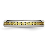 Stainless Steel 4mm November Yellow CZ Ring