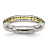 Stainless Steel 4mm November Yellow CZ Ring - shirin-diamonds