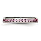 Stainless Steel 4mm October Pink CZ Ring