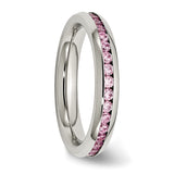 Stainless Steel 4mm October Pink CZ Ring
