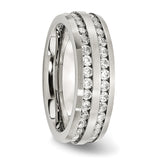 Stainless Steel 7mm Double Row CZ Ring SR141